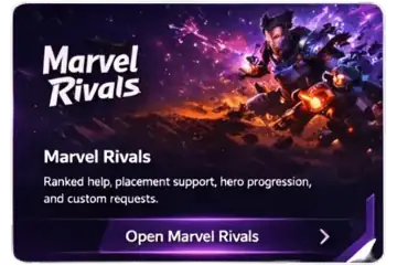 Marvel Rivals boosting service selection card
